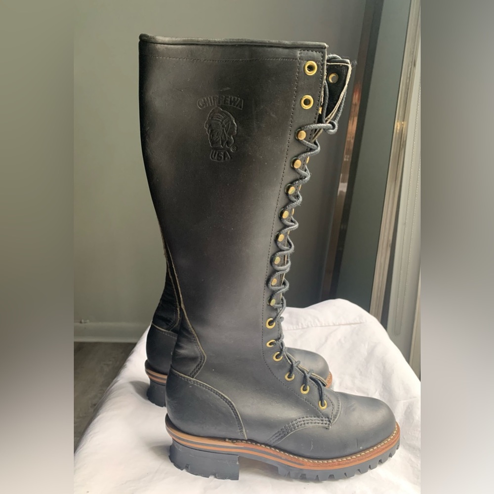 Vintage Chippewa knee high steel tie lace up boots
